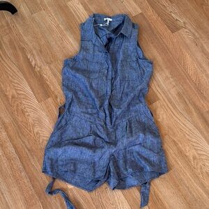 Joie Blue Chambray Button-Front Romper